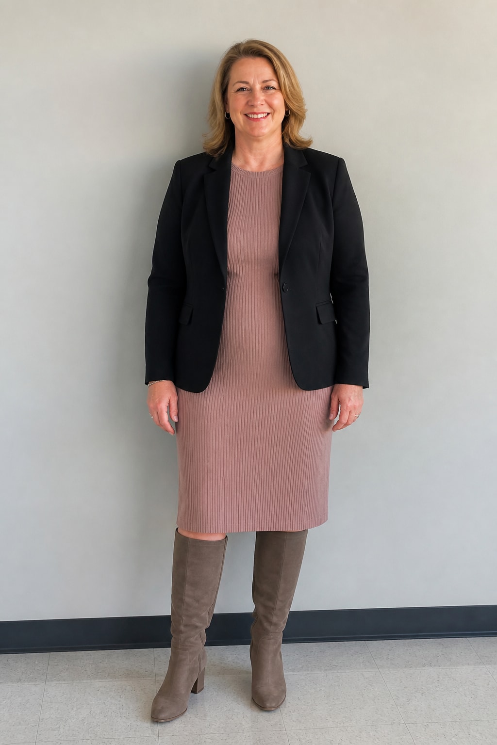 Blazer Over Knit Dress