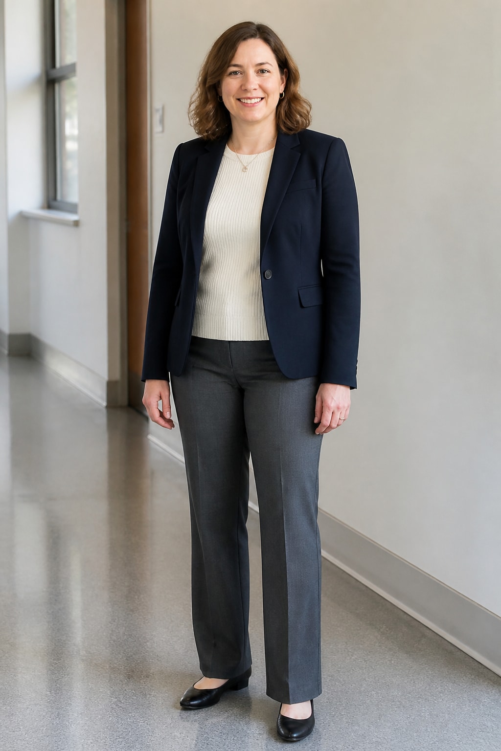 Navy Blazer and Straight Trousers
