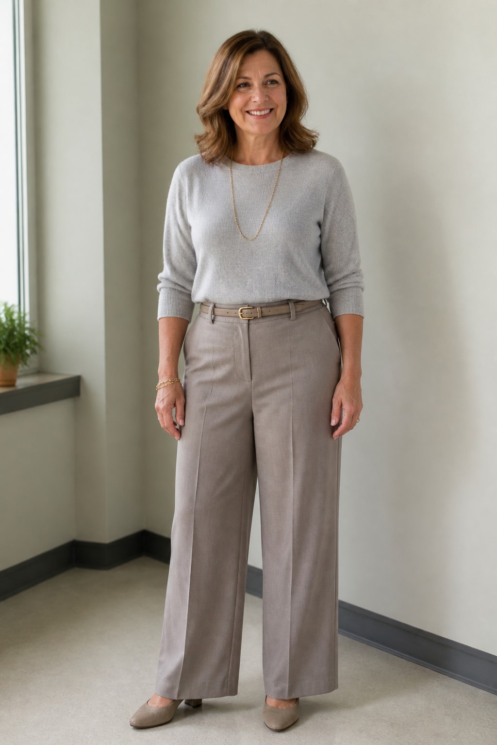 Taupe Wide-Leg Pants