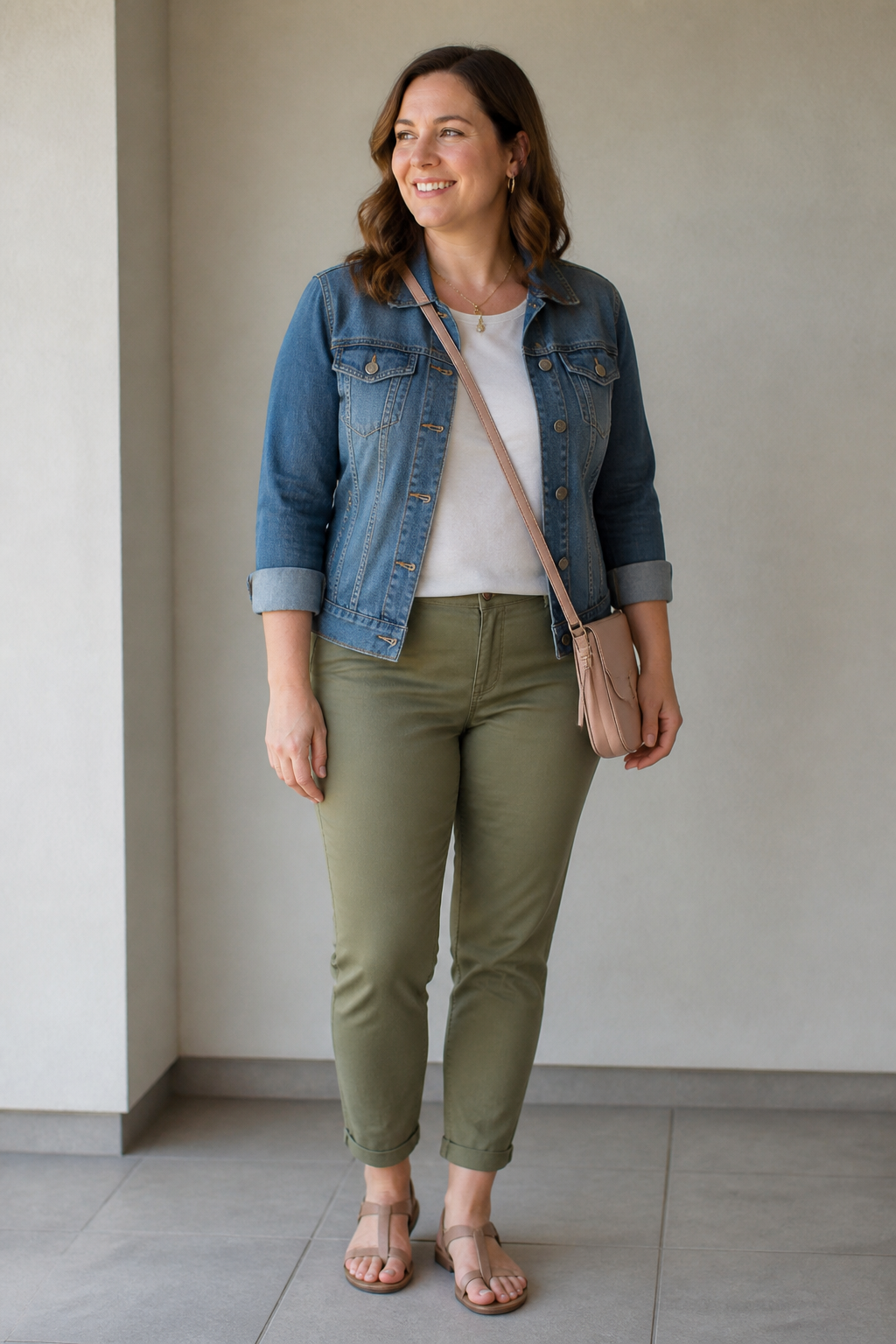 Olive Chinos and Denim Jacket