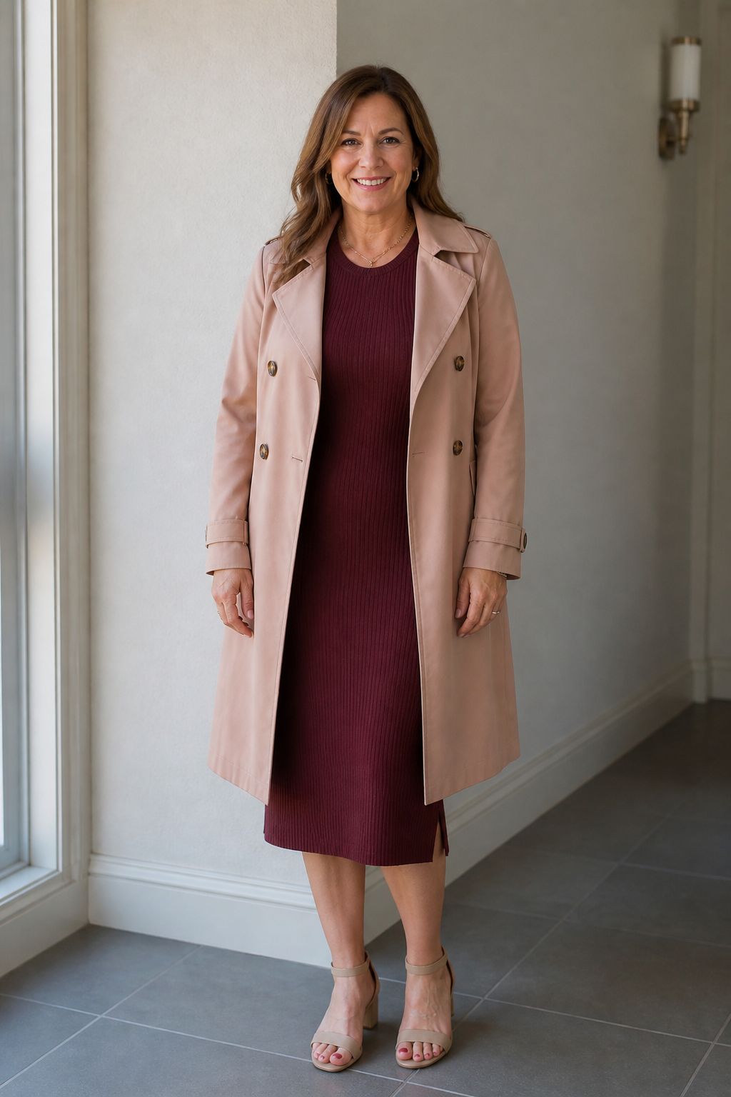 Knit Midi Dress and Trench
