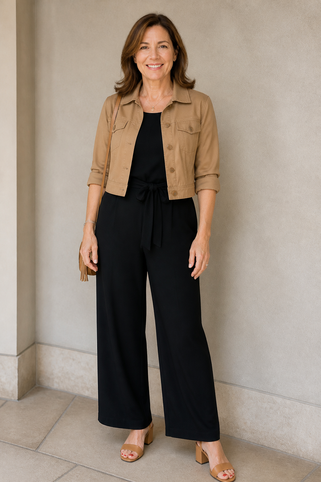 Black Jumpsuit and Cropped Jacket
