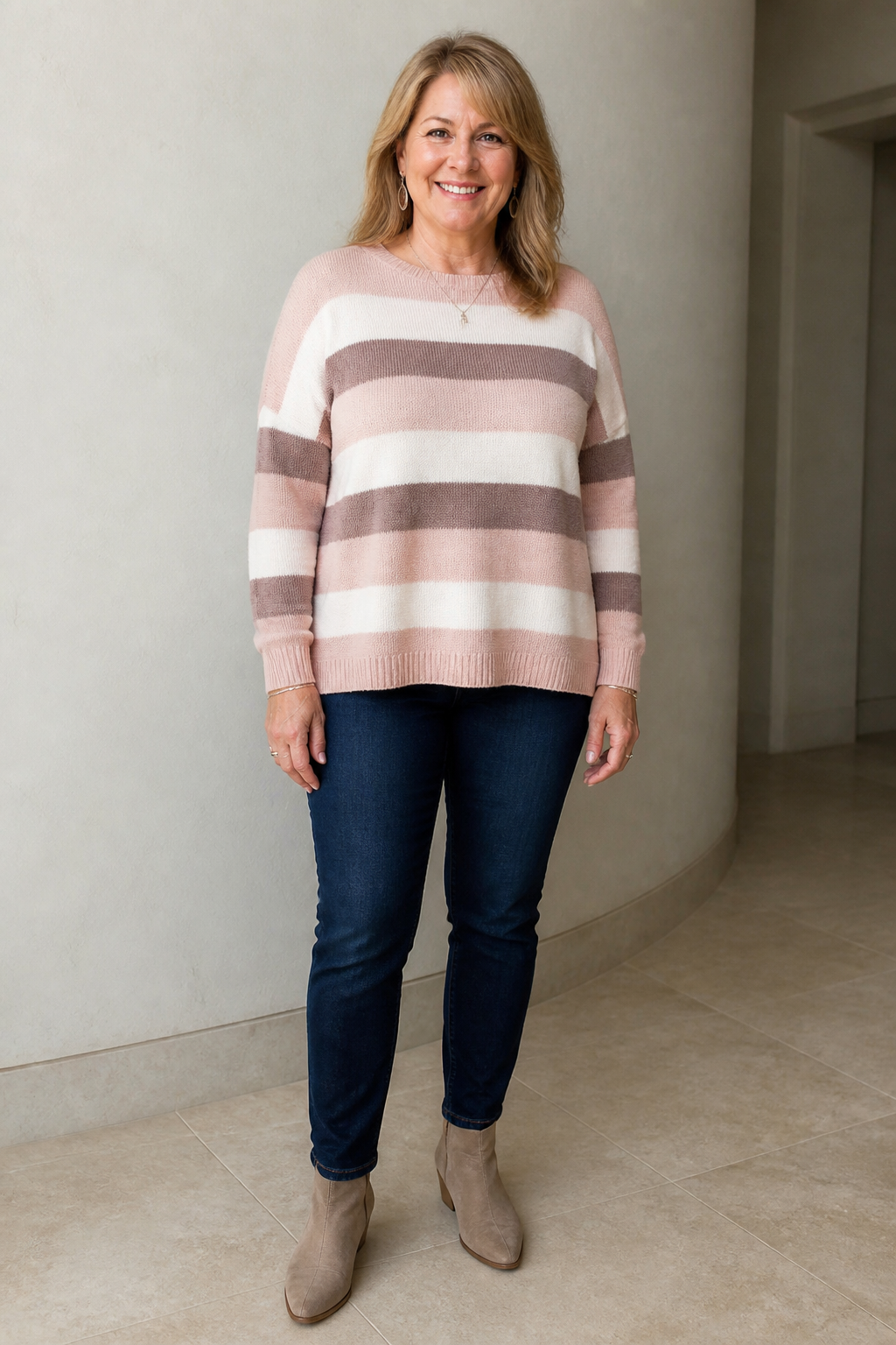 Dark Jeans and Striped Sweater