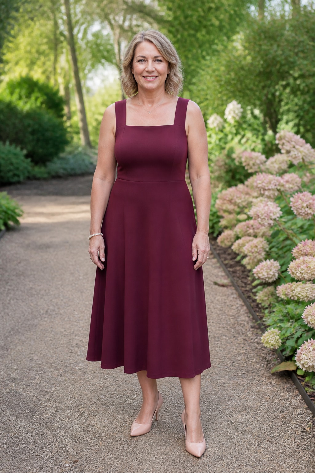 Burgundy Midi with Square Neck