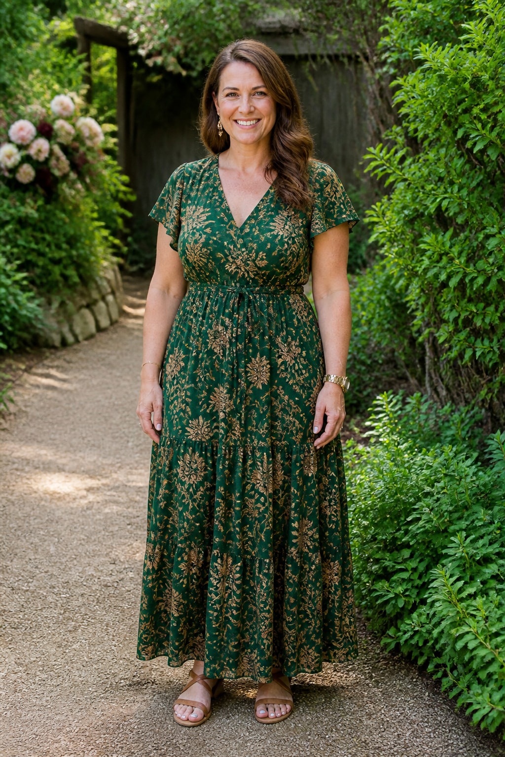 Printed Maxi with Defined Waist