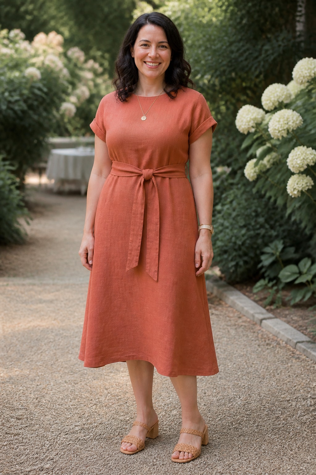 Terracotta Linen Midi