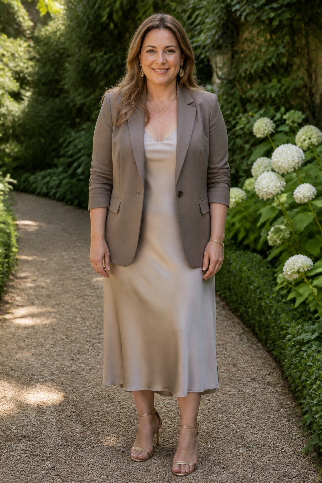 Taupe Slip Midi under Blazer