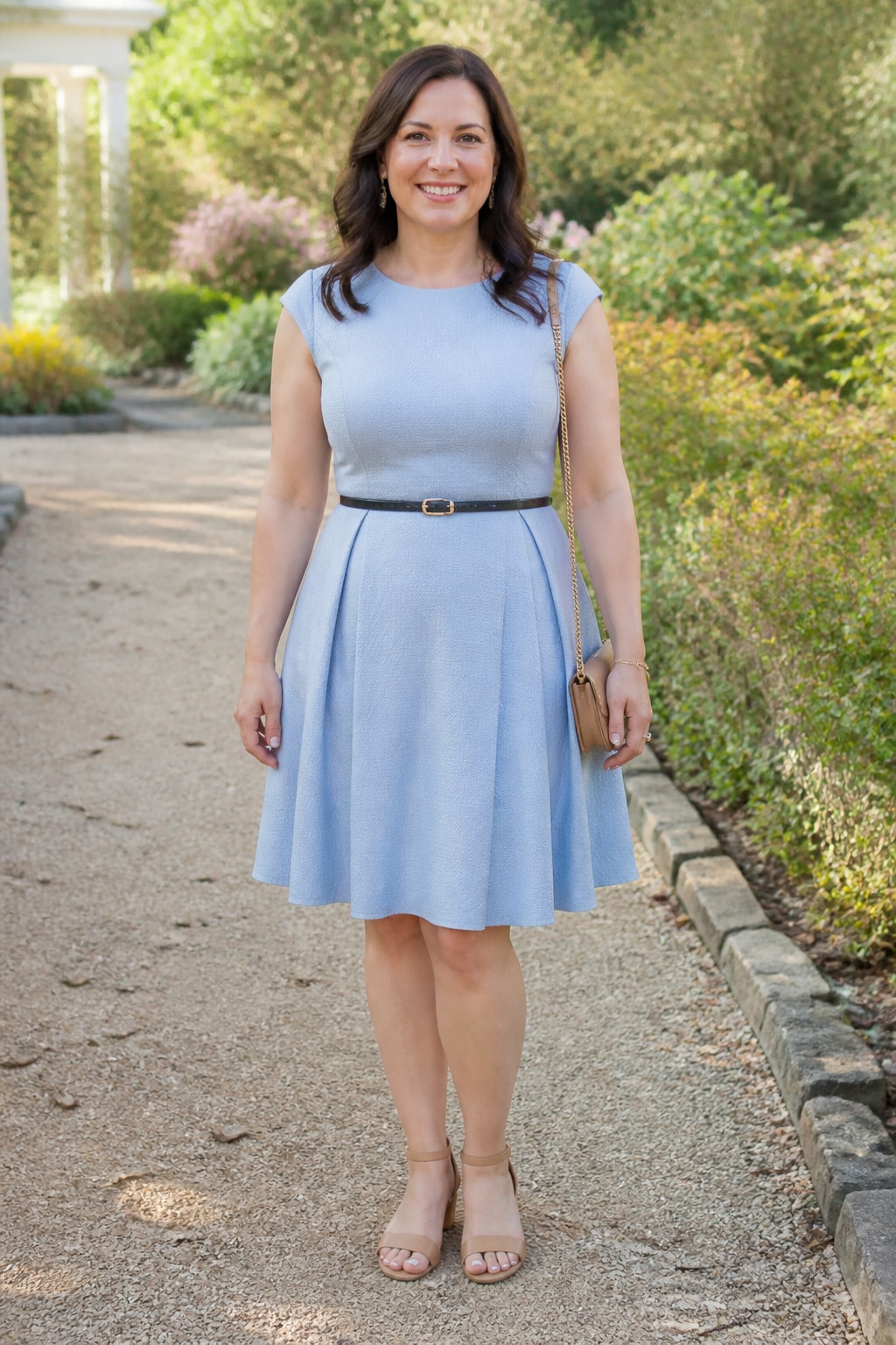 Pale Blue Fit-and-Flare