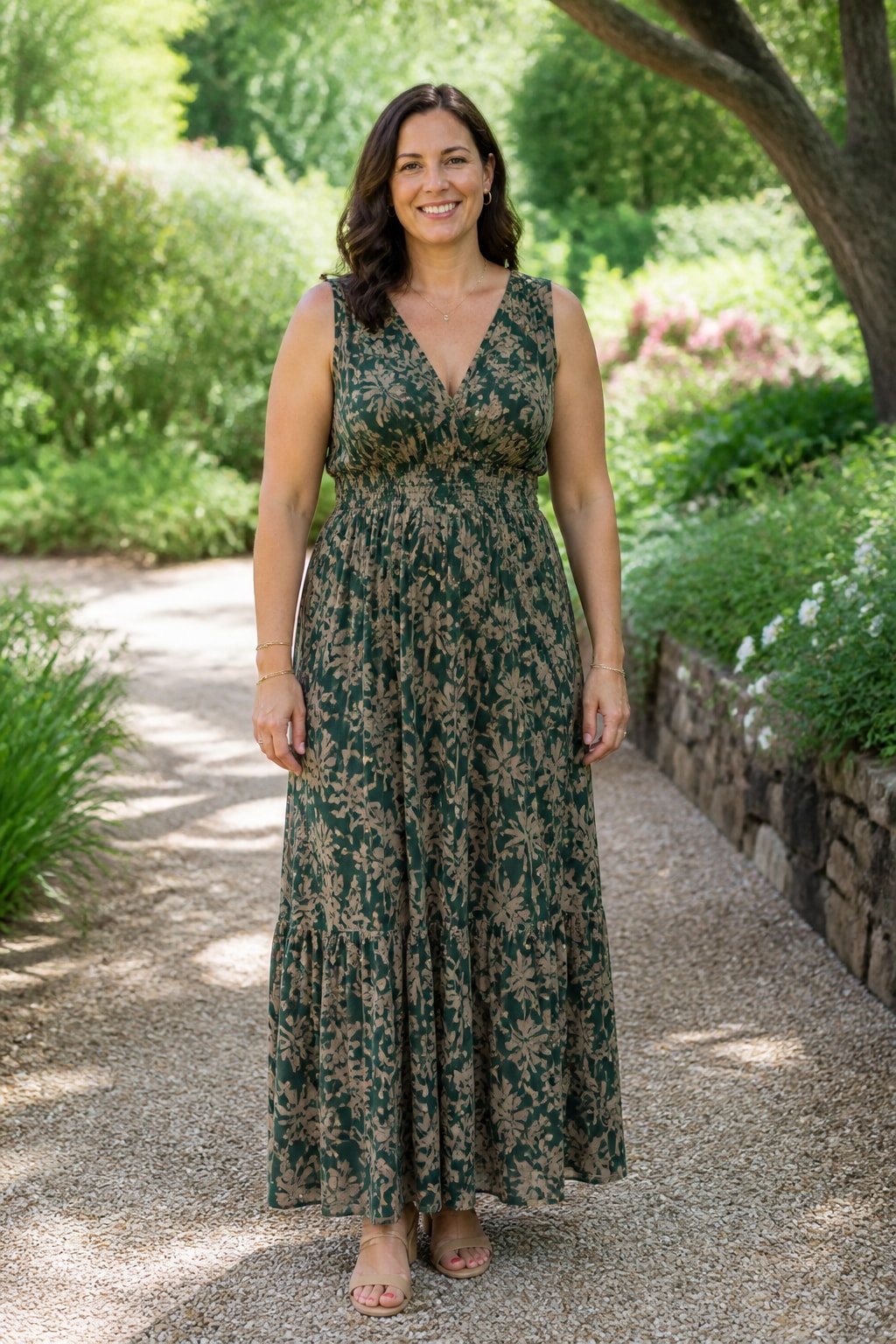 Printed Maxi with Defined Waist