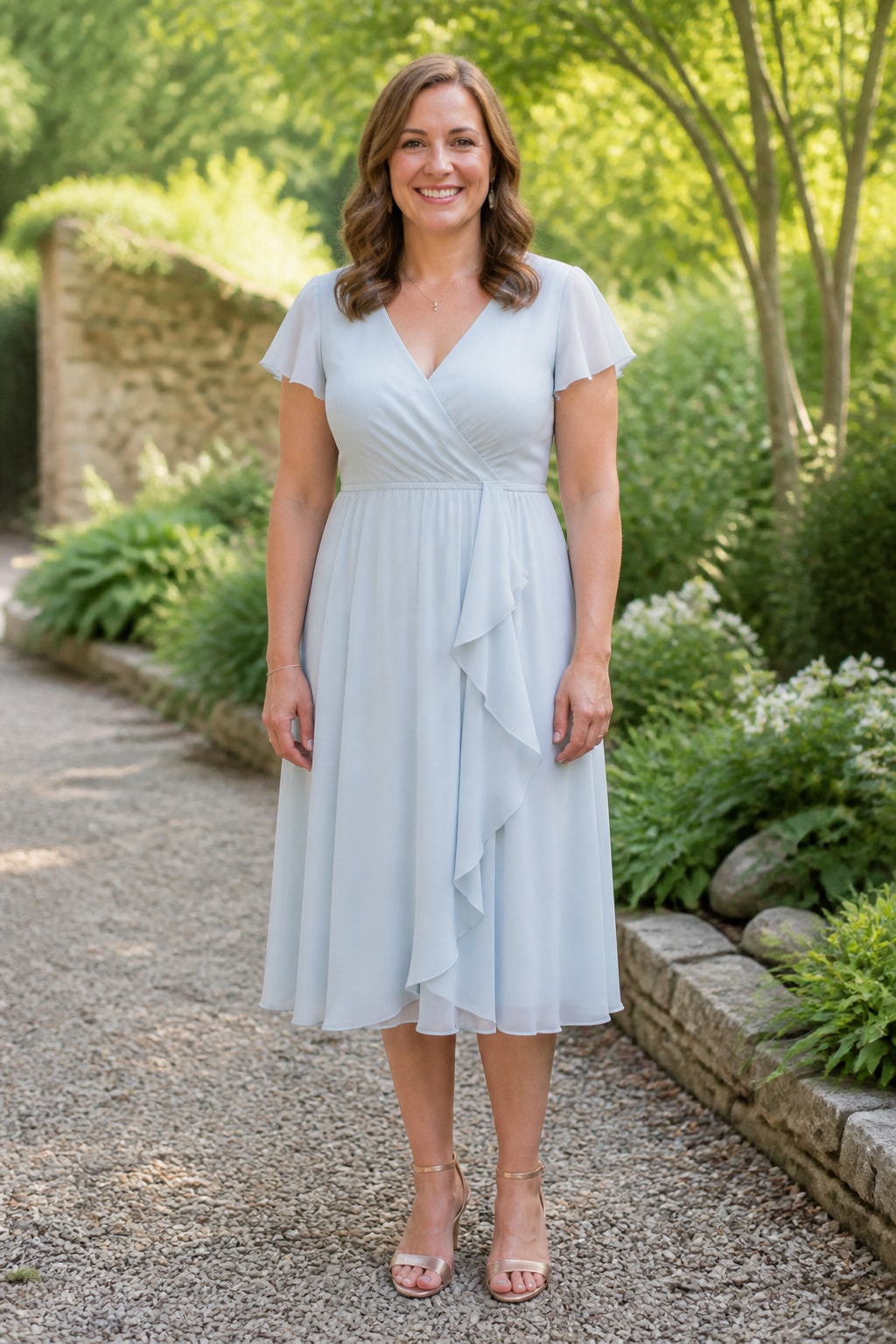 Sky-Blue Chiffon Midi