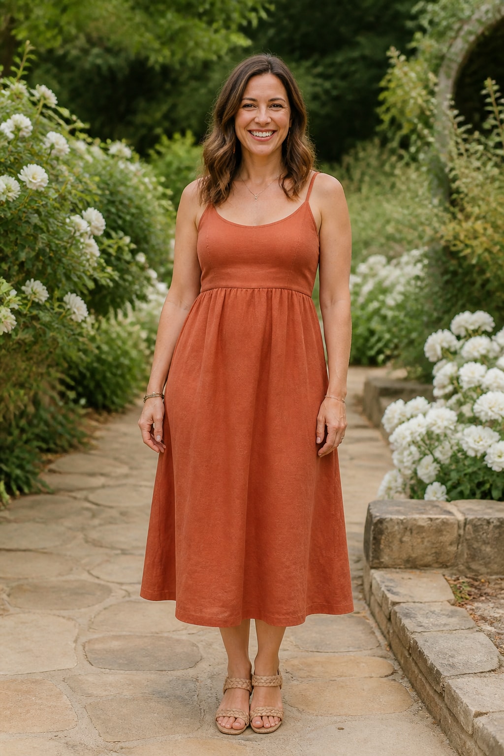 Terracotta Linen Midi
