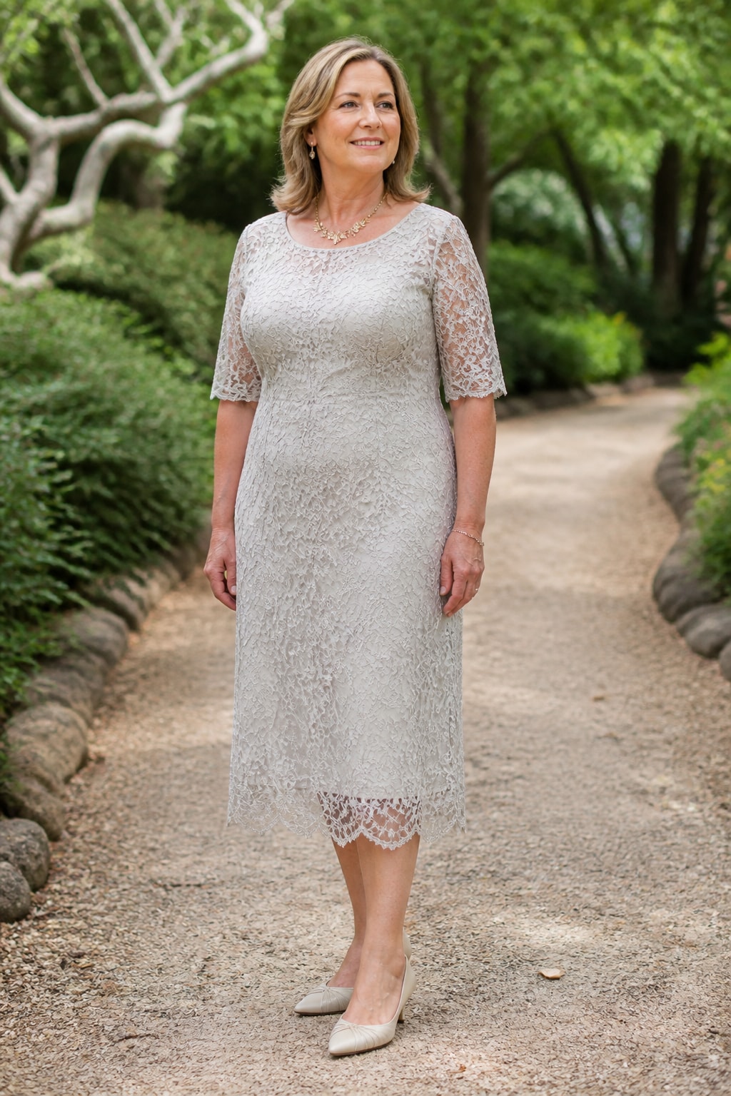 Ivory Lace Midi Over a Slip