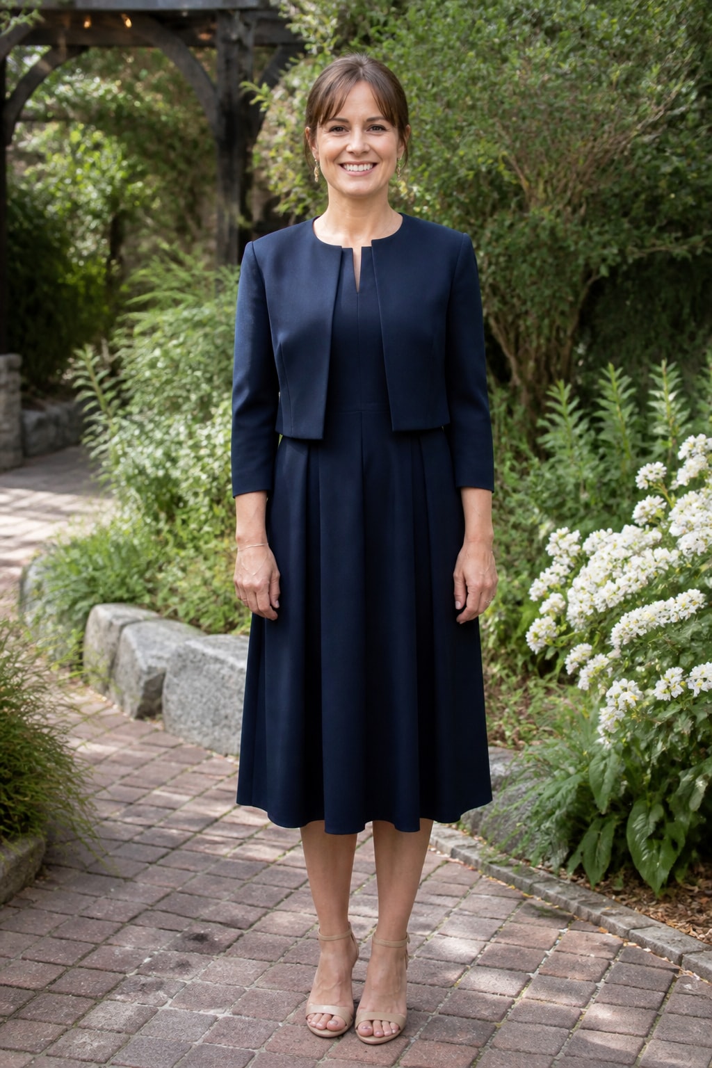 Navy Crepe Tea-Length with Jacket