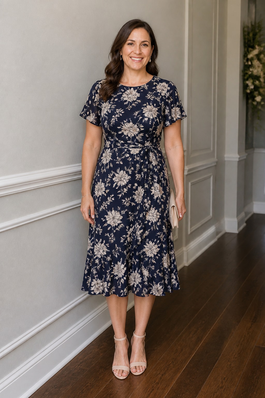 Floral Midi with Soft Sleeves