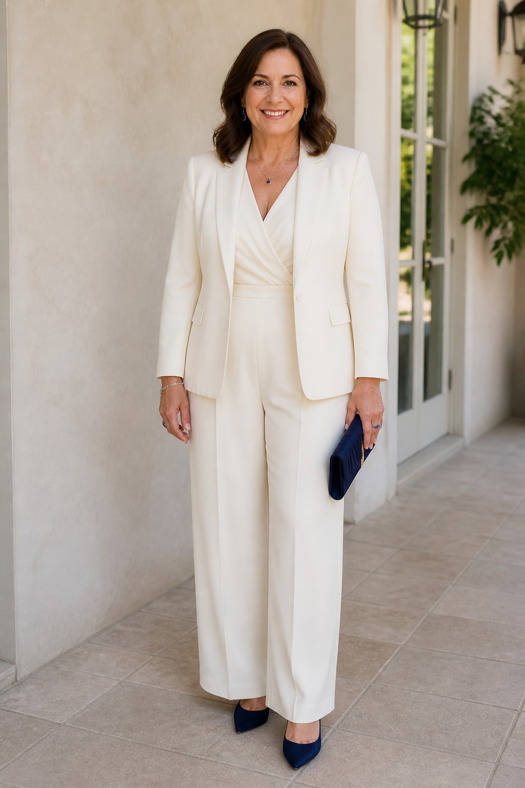 Cream Wide-Leg Jumpsuit