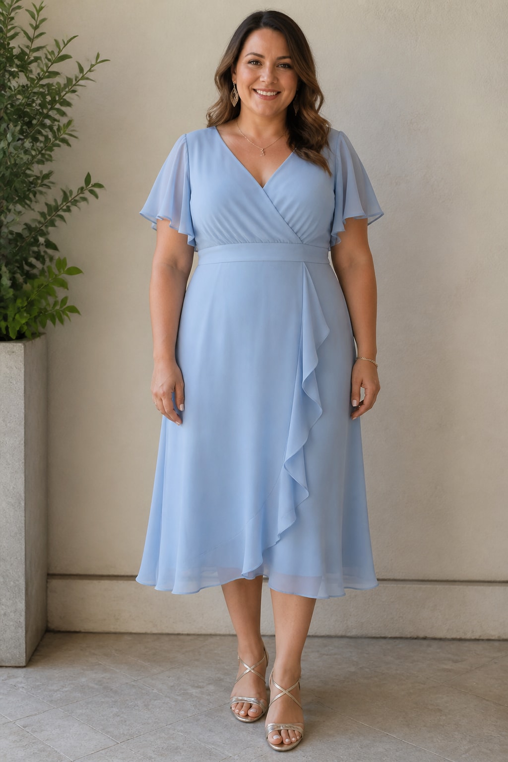 Sky-Blue Chiffon Midi