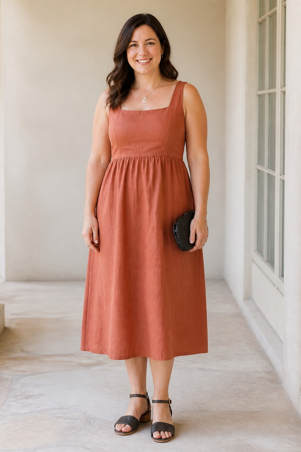 Terracotta Linen Midi