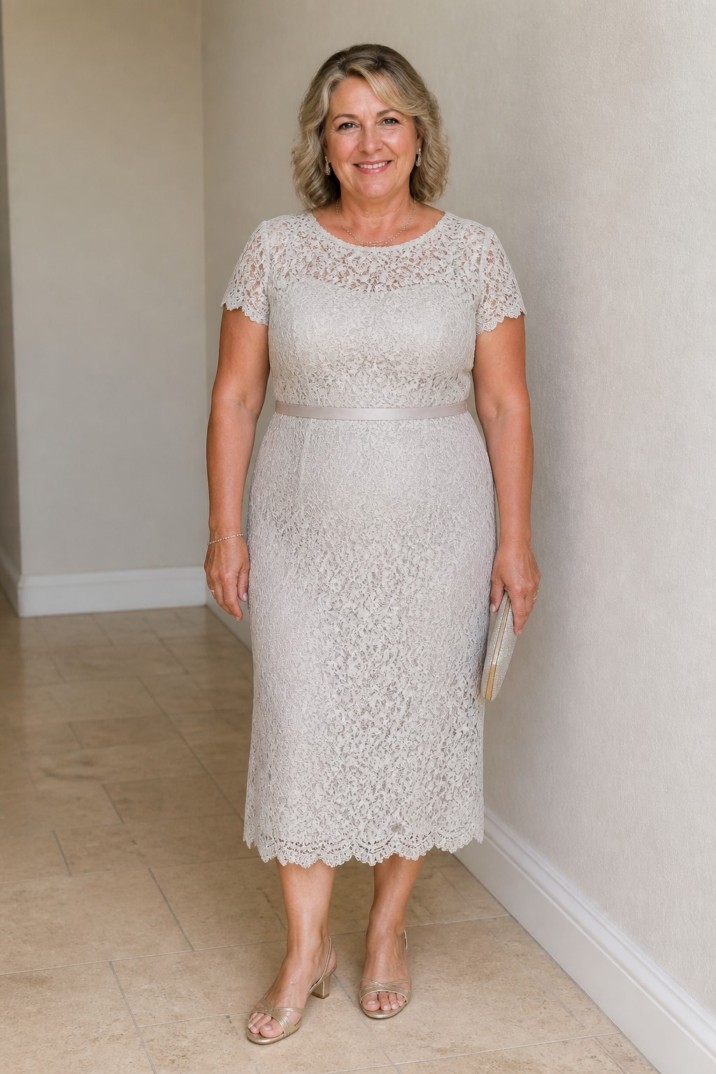 Ivory Lace Midi Over a Slip