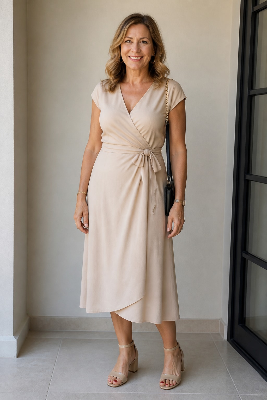 Solid Champagne Wrap Midi