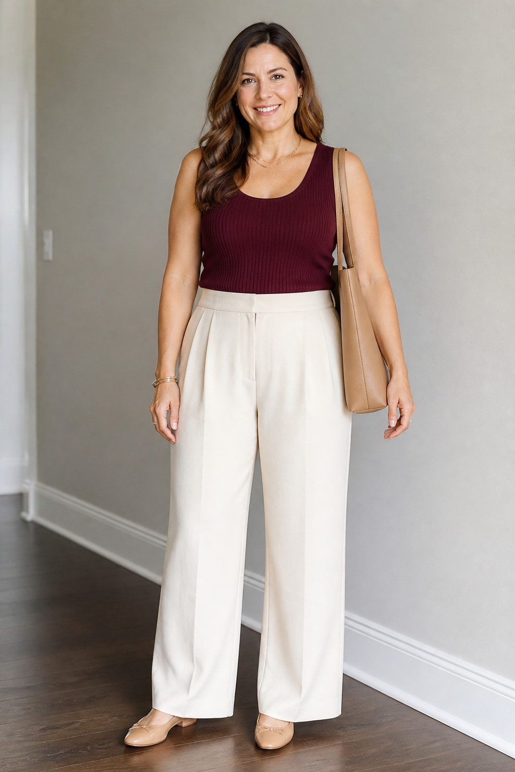 Wide-Leg Trousers and Knit Tank
