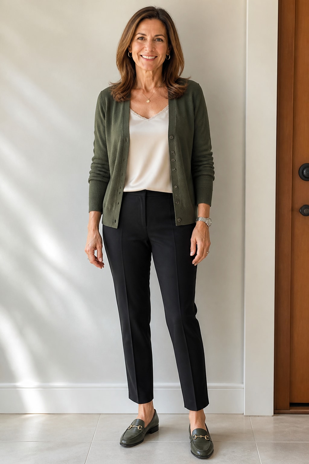 Cigarette Pants and Layered Cardigan