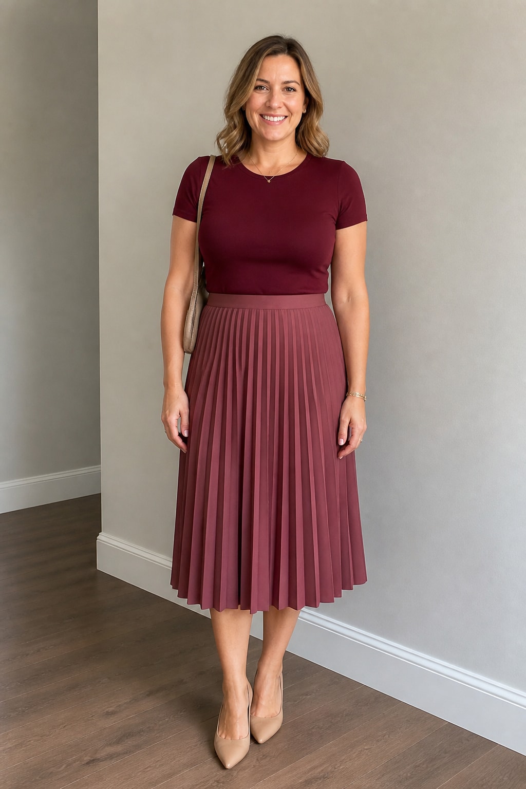 Pleated Midi and Fitted Tee
