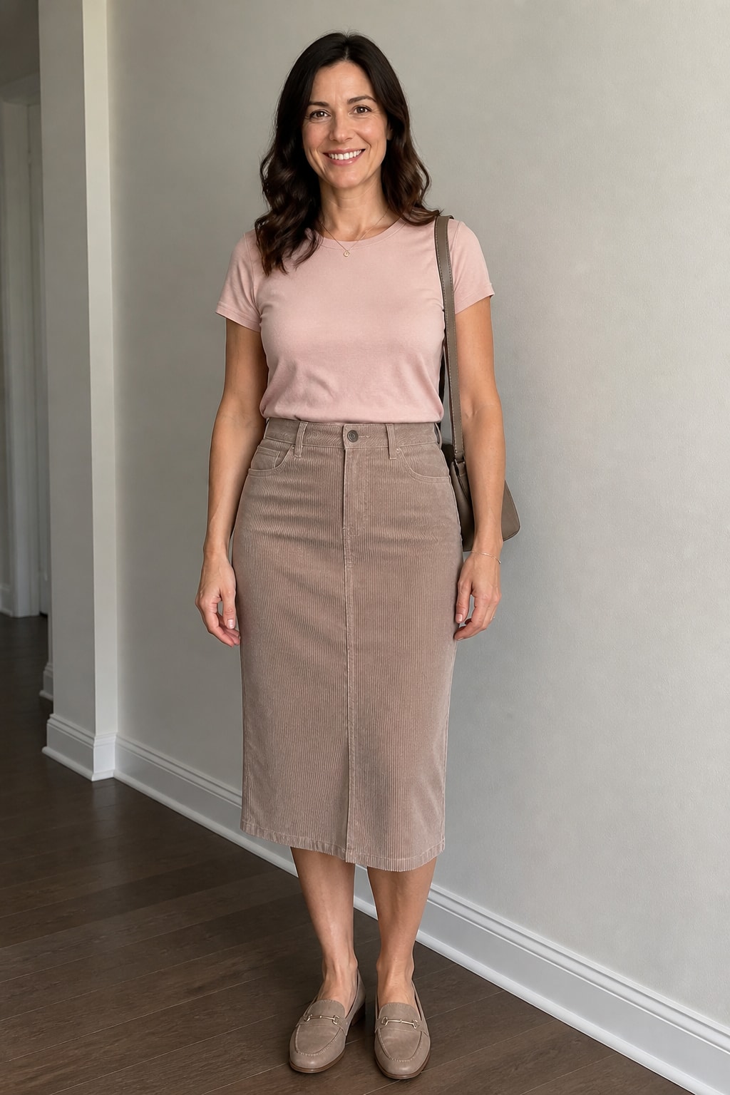 Cord Midi and Tucked Tee