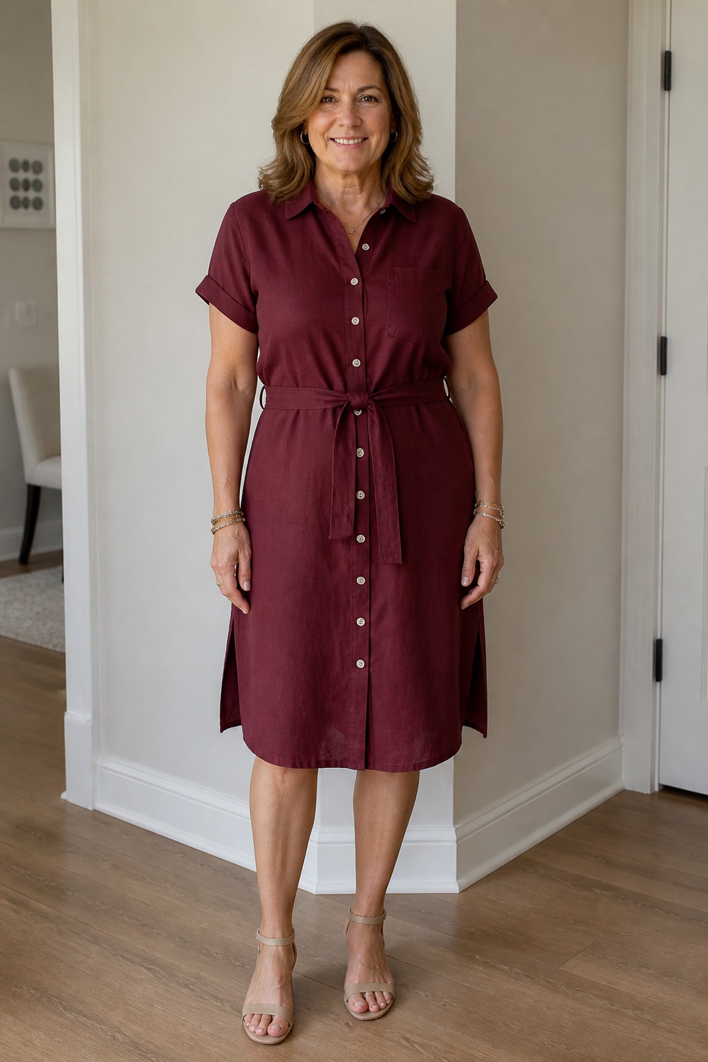 Linen Shirt-Dress and Sandals