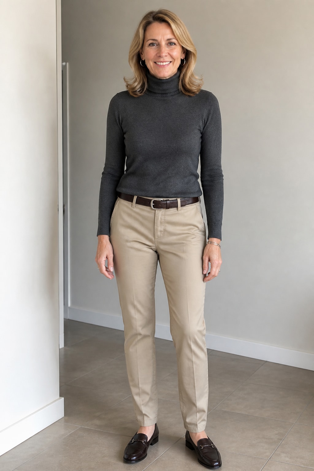 Chinos and Fine-Gauge Turtleneck