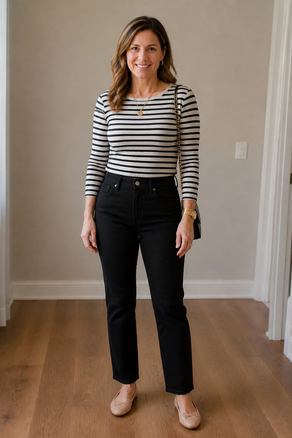 Straight Jeans and Breton Top