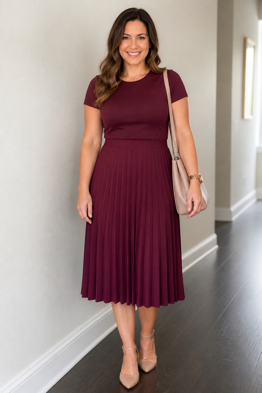 Pleated Midi and Fitted Tee