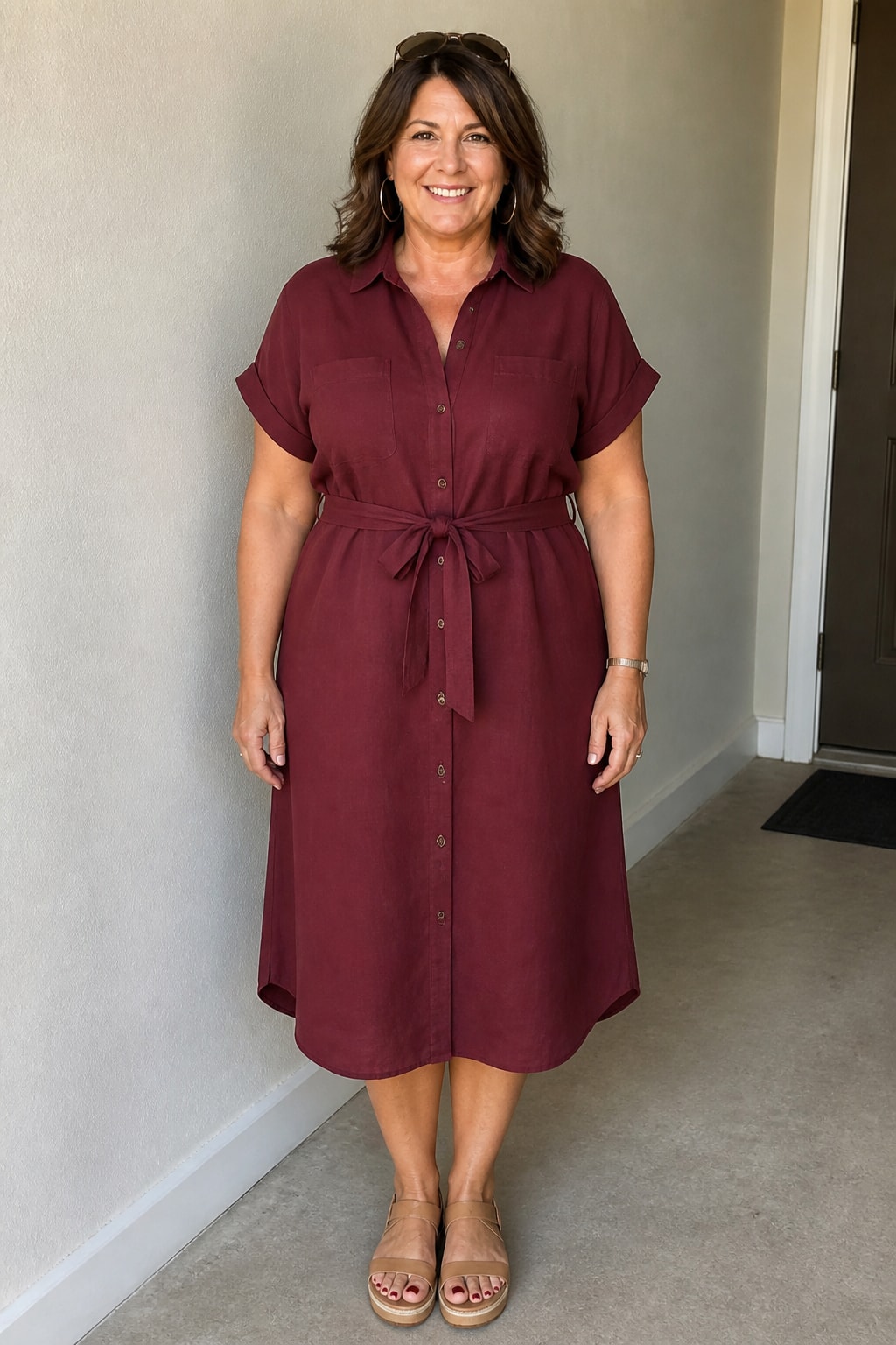 Linen Shirt-Dress and Sandals