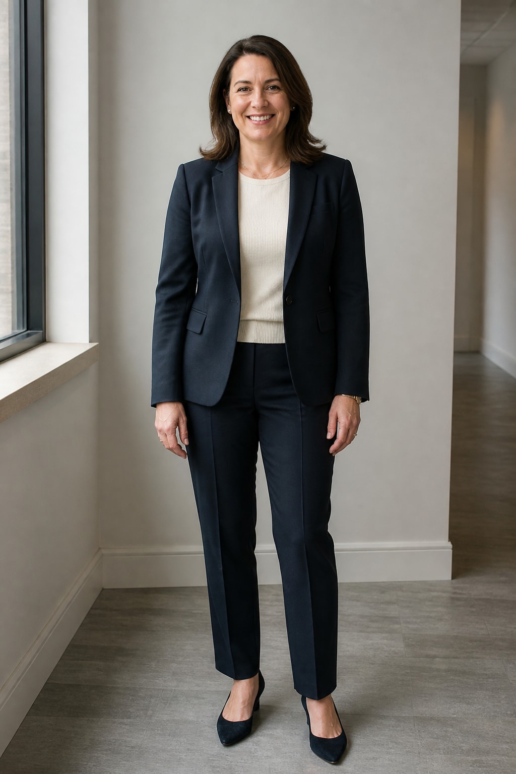 Navy Blazer and Straight Trousers