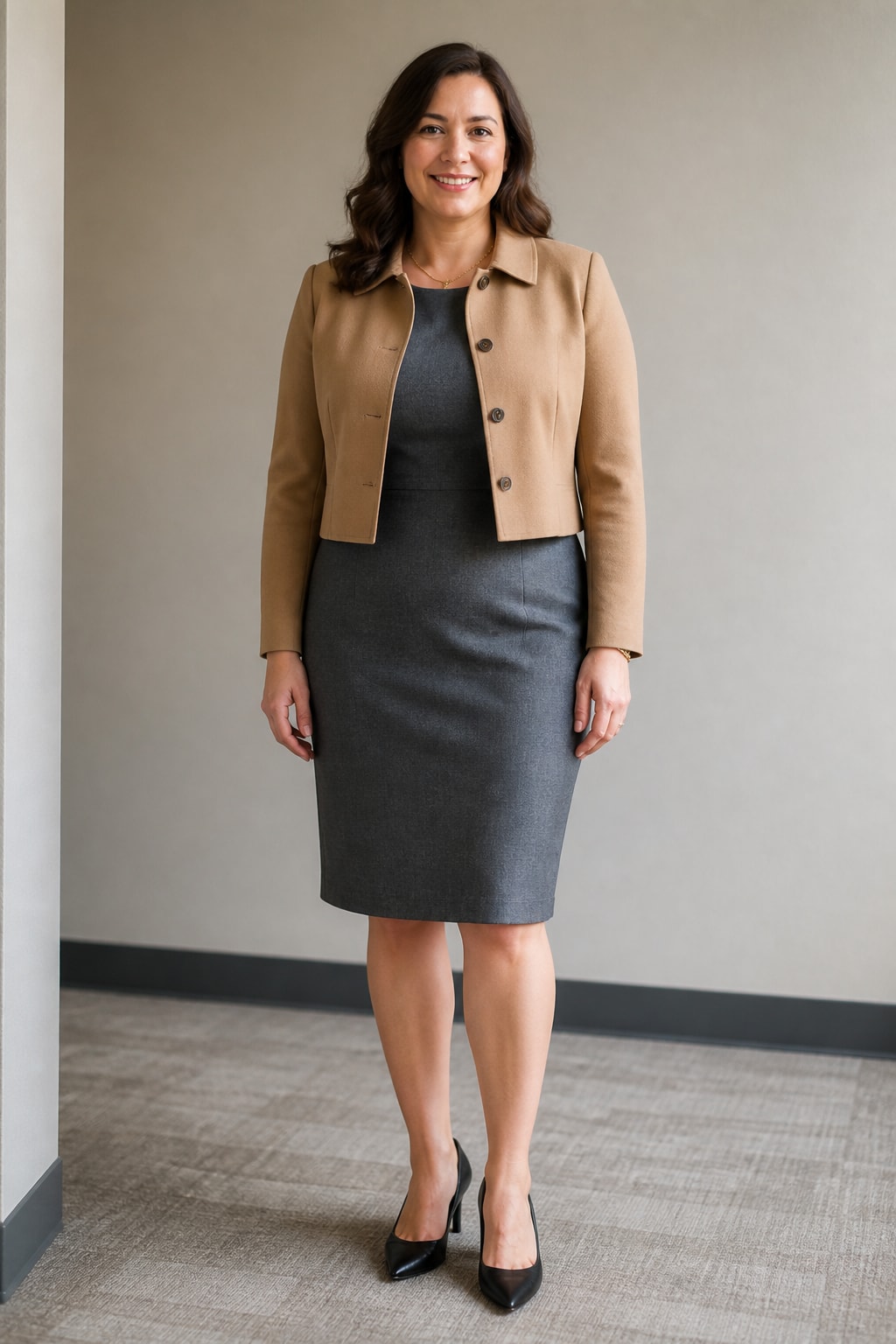 Grey Dress and Cropped Jacket