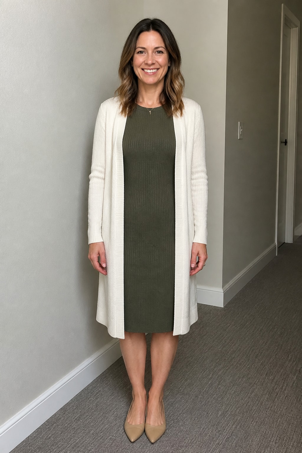 Knit Sheath Dress and Long Cardigan